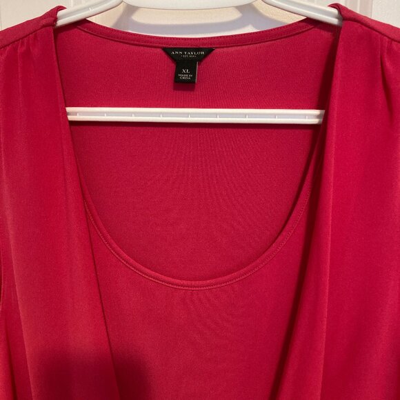 Pink Ann Taylor Drape Layer Sleeveless Top, Size XL - Picture 2 of 6